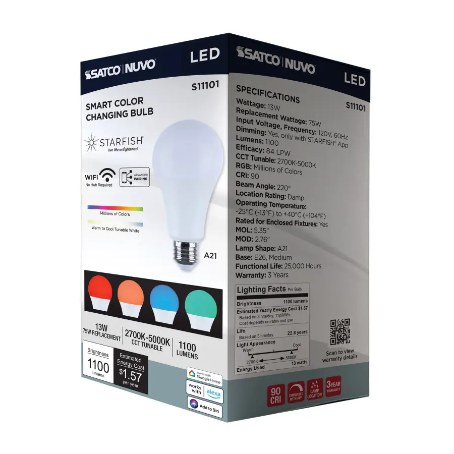 Starfish - 13 Watt LED A21 - 2700K-5000K RGBTW - Medium Base - 120 Volt - Image 24
