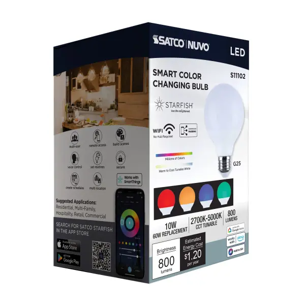 Starfish - 10 Watt LED G25 - 2700K-5000K RGBTW - Medium Base - 120 Volt - Image 24