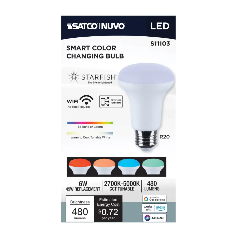 Starfish - 6 Watt LED R20 - 2700K-5000K RGBTW - Medium Base - 120 Volt - Image 19
