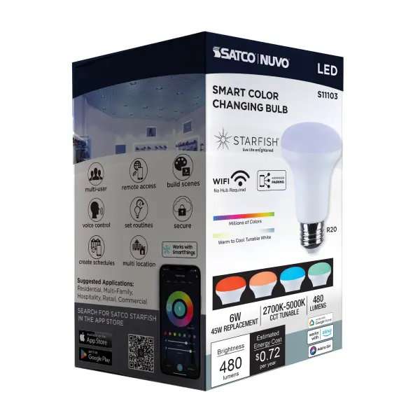 Starfish - 6 Watt LED R20 - 2700K-5000K RGBTW - Medium Base - 120 Volt - Image 24