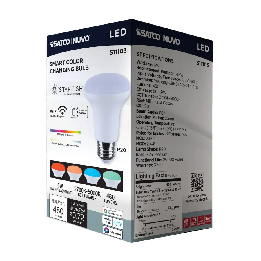 Starfish - 6 Watt LED R20 - 2700K-5000K RGBTW - Medium Base - 120 Volt - Image 25