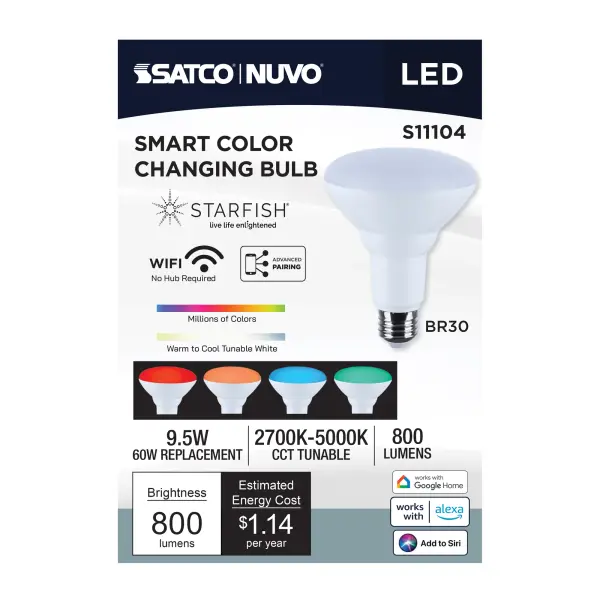 Starfish - 9.5 Watt LED BR30 - 2700K-5000K RGBTW - Medium Base - 120 Volt - Image 19
