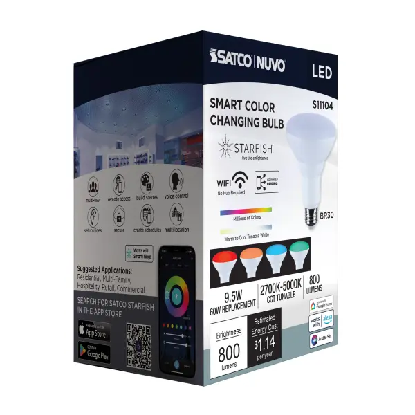 Starfish - 9.5 Watt LED BR30 - 2700K-5000K RGBTW - Medium Base - 120 Volt - Image 24