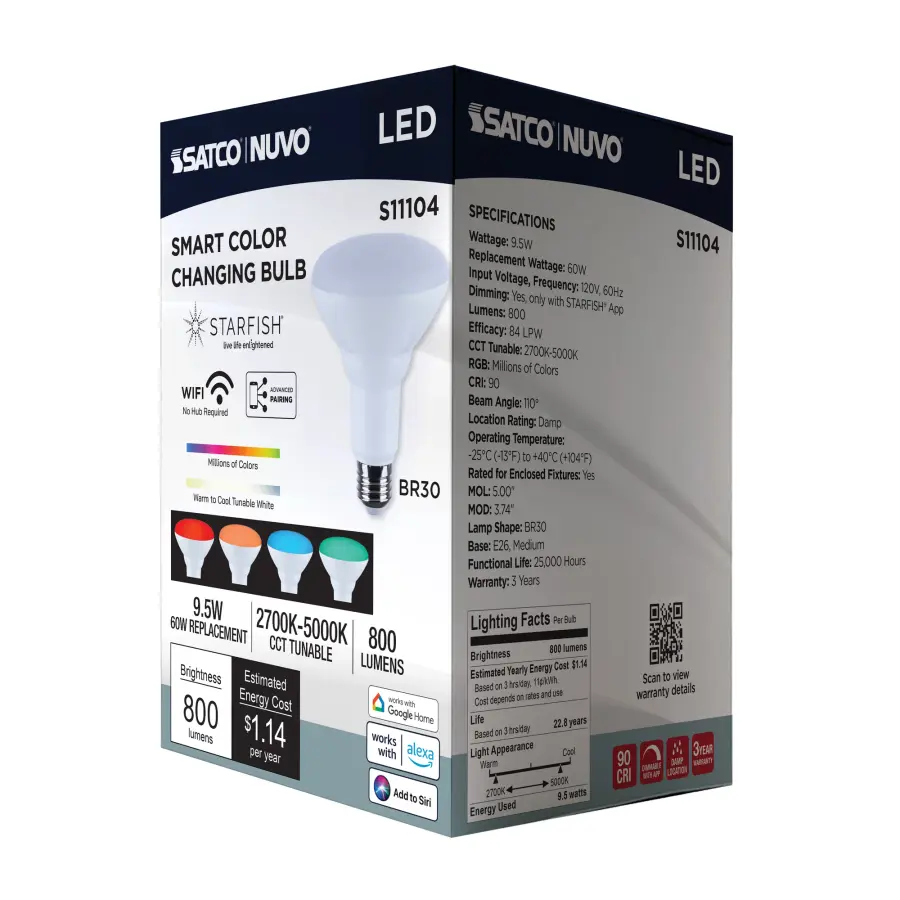 Starfish - 9.5 Watt LED BR30 - 2700K-5000K RGBTW - Medium Base - 120 Volt - Image 25