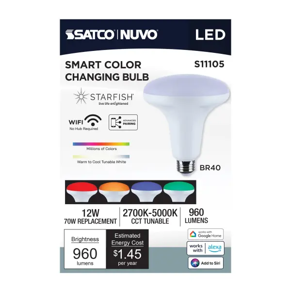 Starfish - 12 Watt LED BR40 - 2700K-5000K RGBTW - Medium Base - 120 Volt - Image 19