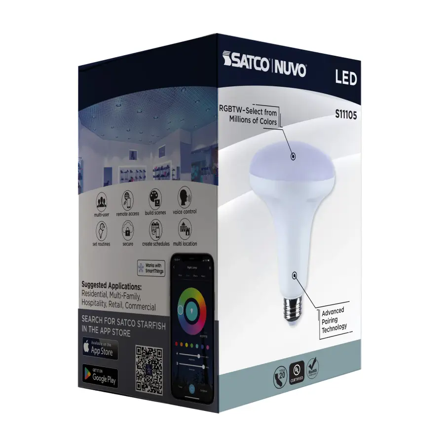 Starfish - 12 Watt LED BR40 - 2700K-5000K RGBTW - Medium Base - 120 Volt - Image 24