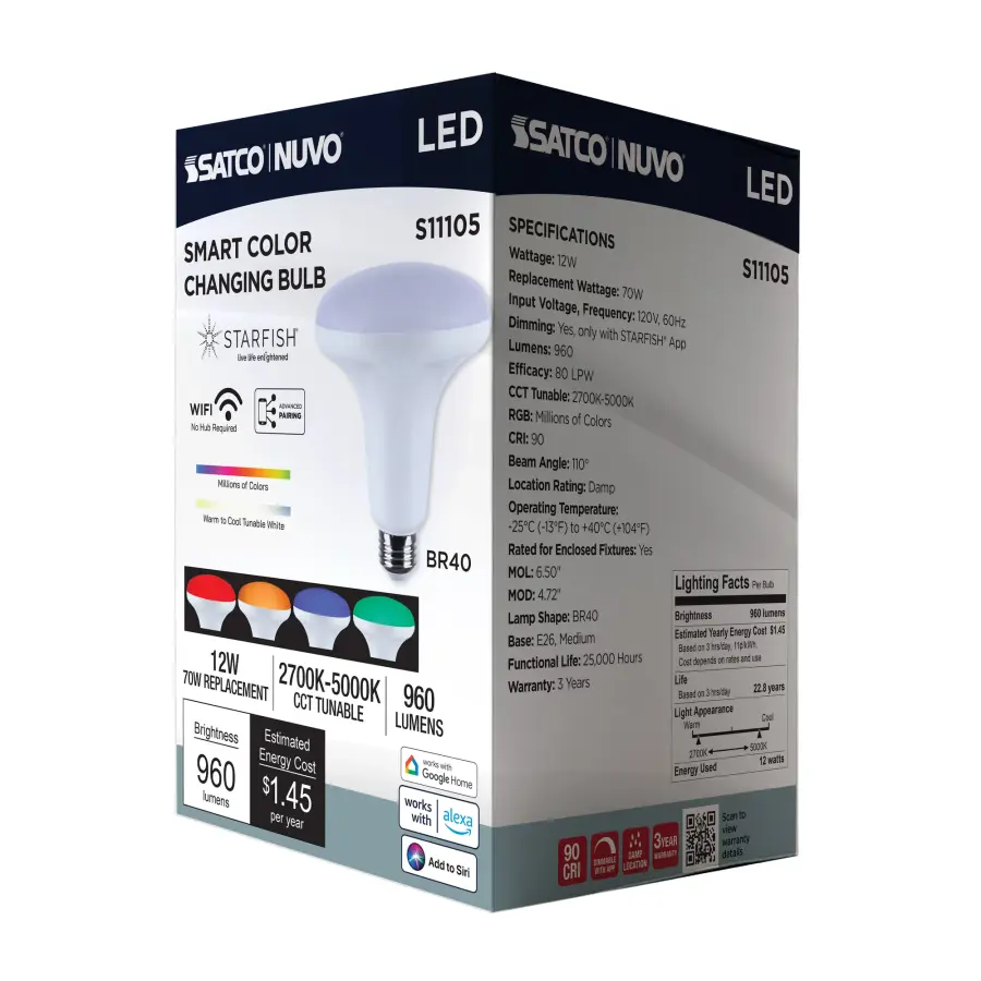 Starfish - 12 Watt LED BR40 - 2700K-5000K RGBTW - Medium Base - 120 Volt - Image 25
