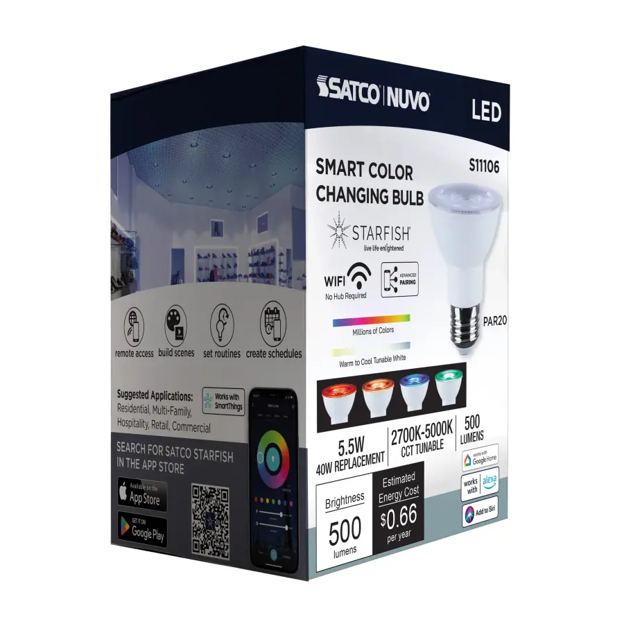 Starfish - 5.5 Watt LED PAR20 - 2700K-5000K RGBTW - Medium Base - 120 Volt - Image 14