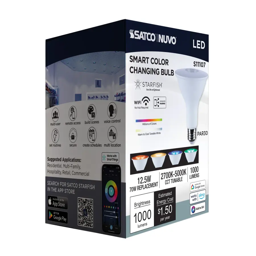 Starfish - 12.5 Watt LED PAR30 - 2700K-5000K RGBTW - Medium Base - 120 Volt - Image 14