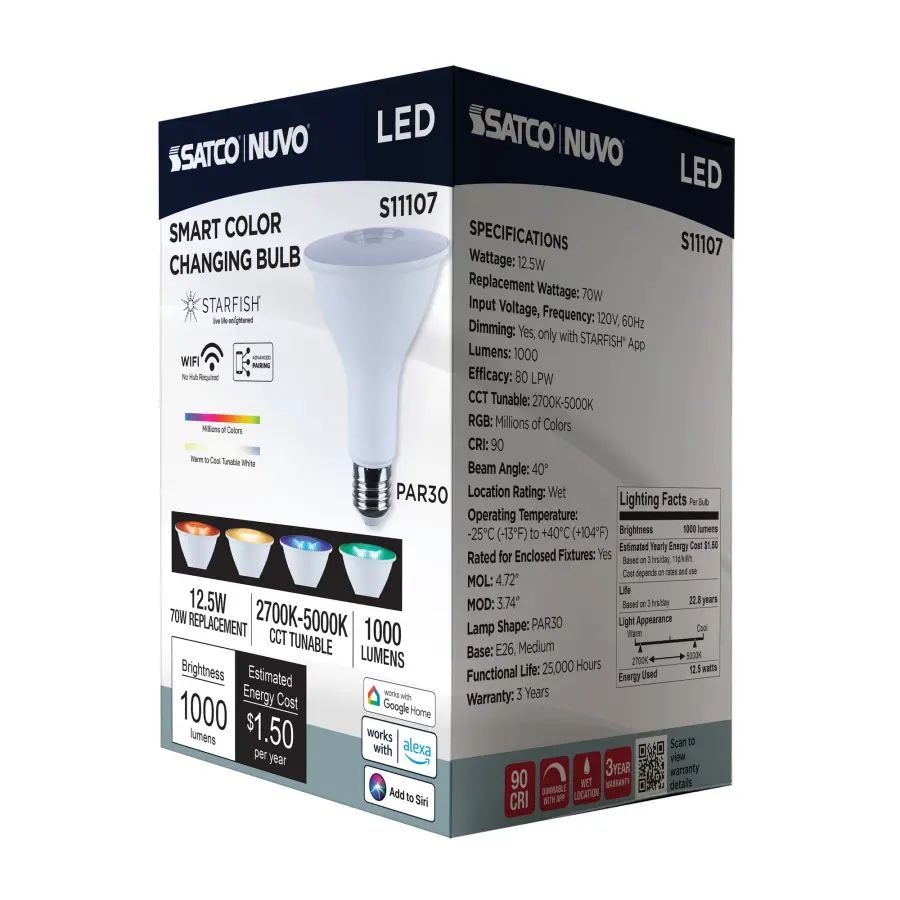 Starfish - 12.5 Watt LED PAR30 - 2700K-5000K RGBTW - Medium Base - 120 Volt - Image 15