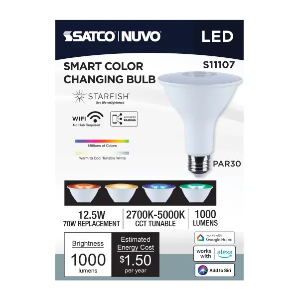Starfish - 12.5 Watt LED PAR30 - 2700K-5000K RGBTW - Medium Base - 120 Volt - Image 9