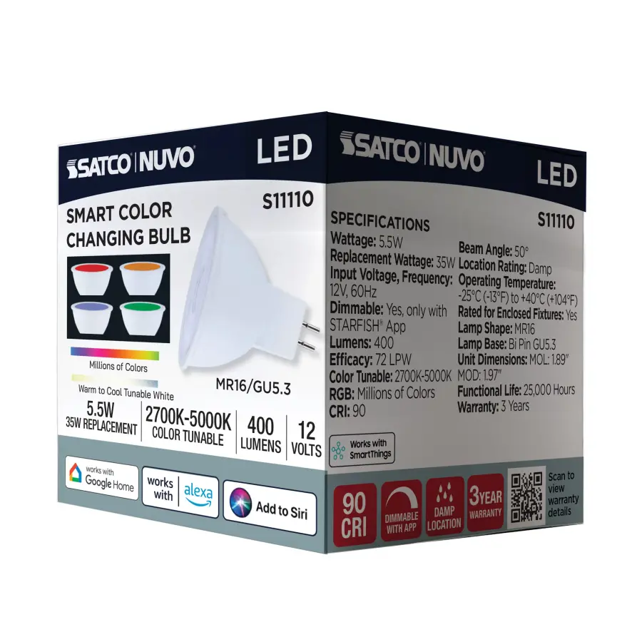 Starfish - 5.5 Watt LED MR16 - GU5.3 Base - 2700K-5000K RGBTW - 12 Volt - Image 14
