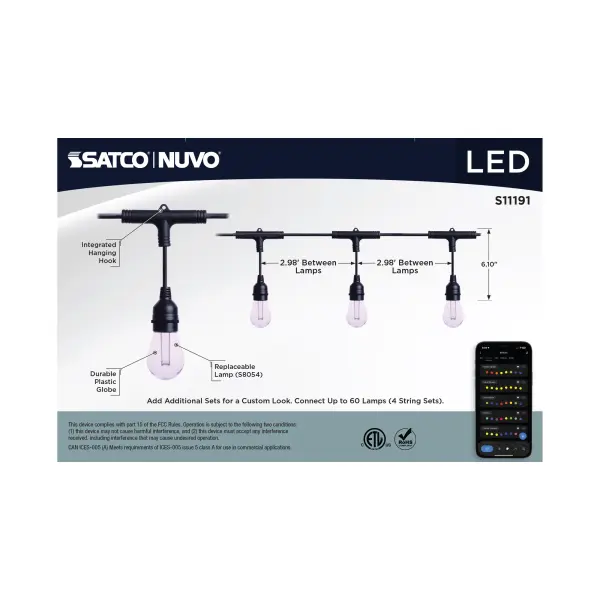 Starfish - 48 Foot LED String Light - 15-S14 Lamps - IOT - RGBTW - Black - 120 Volt - Image 3