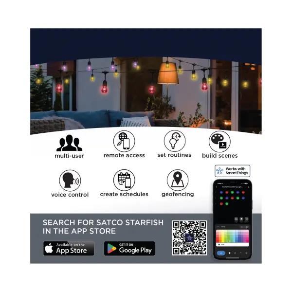 Starfish - 48 Foot LED String Light - 15-S14 Lamps - IOT - RGBTW - Black - 120 Volt - Image 4