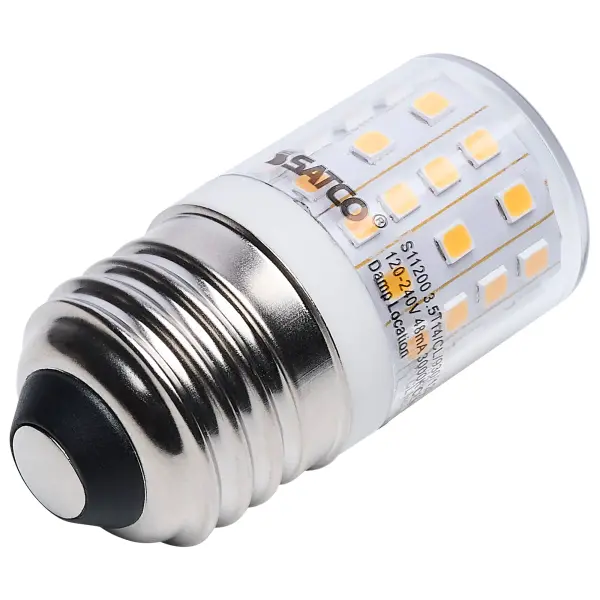 SATCO LED appliance lamps are available in both E26 and E27 bases with a 3000K color temperature, are specifically designed for use in refrigerators and other appliance lighting applications. These energy-efficient lamps provide a soft, warm white light that enhances visibility inside refrigerators and coolers while using a reduced energy consumption. With a long lifespan and reliable performance, SATCO LED appliance lamps are the ideal solution for durable and efficient lighting for appliances. - alternate view