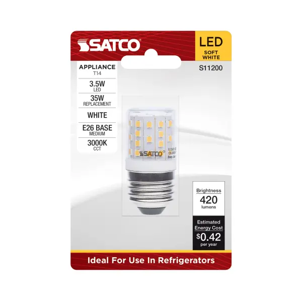 3.5 Watt T14 LED - 3000K CCT - Medium Base - Clear Finish - Appliance Lamp - 120-240 Volt - Image 3