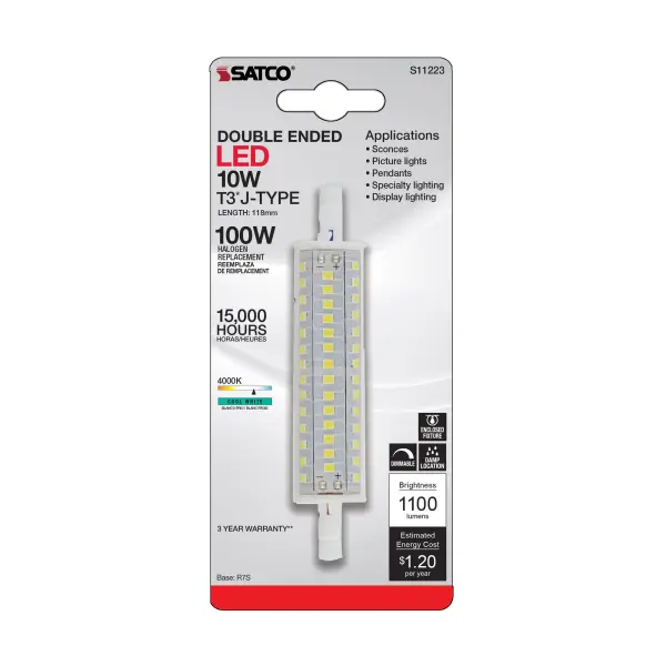 10 Watt LED Bulb - J-Type T3 118mm - 120 Volt - R7S Base - 4000K - Double Ended - 200 Degree Beam Angle - Image 5