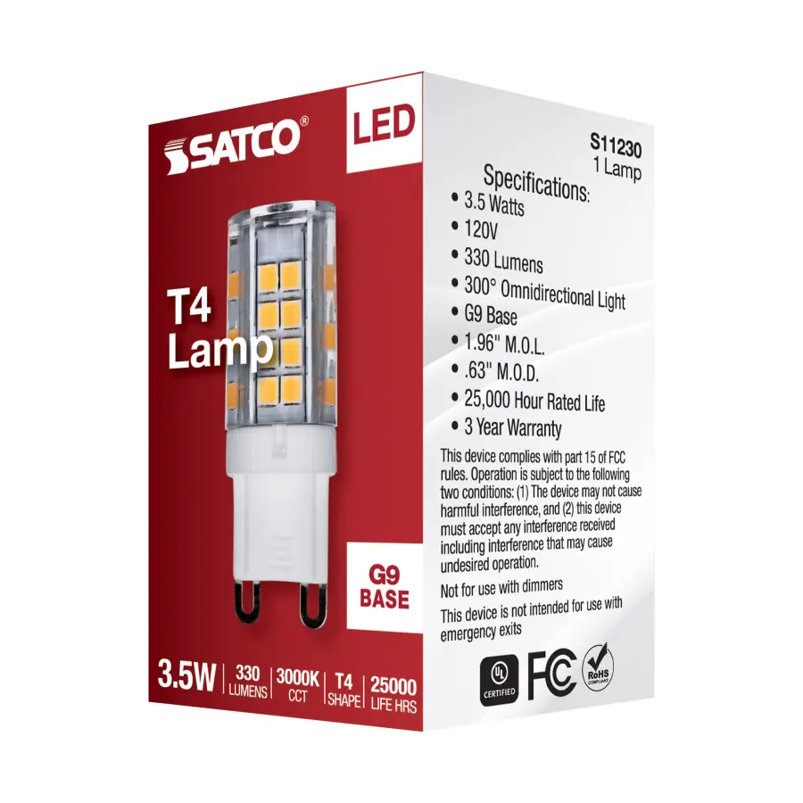 3.5 Watt - JCD LED - Clear - 3000K - G9 Base - 120 Volt - Image 8