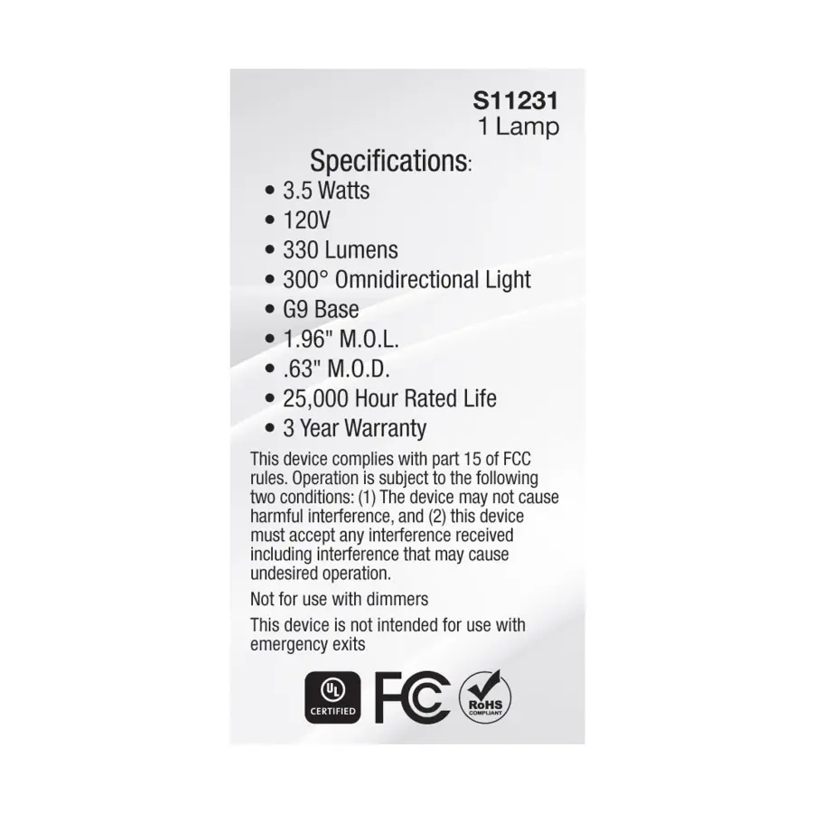 3.5 Watt - JCD LED - Clear - 4000K - G9 Base - 120 Volt - Image 6