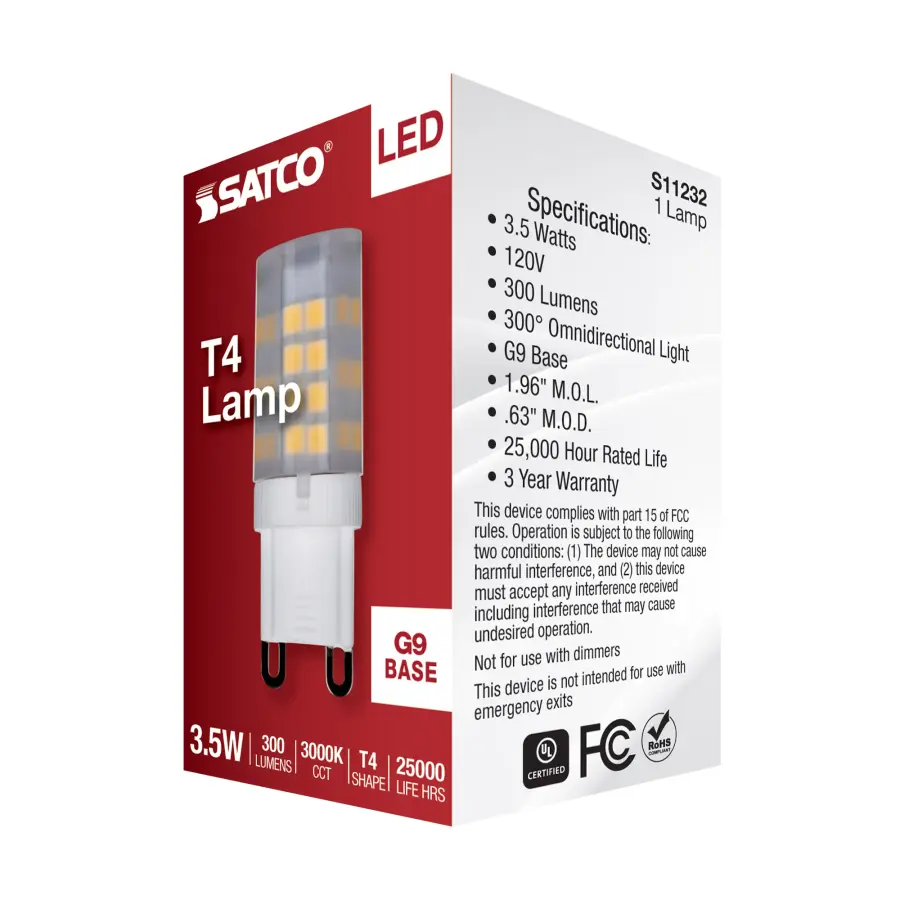 3.5 Watt - JCD LED - Frost - 3000K - G9 Base - 120 Volt - Image 8