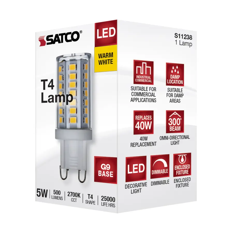 5 Watt G9 LED - Clear - 2700K - T4 Shape - 120 Volt - Image 7