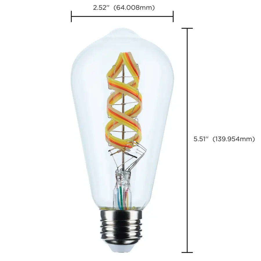6 Watt - ST19 LED - 2700K-5000K RGB/Tunable White - Starfish IOT - Clear - Medium Base - 120 Volt - Image 11