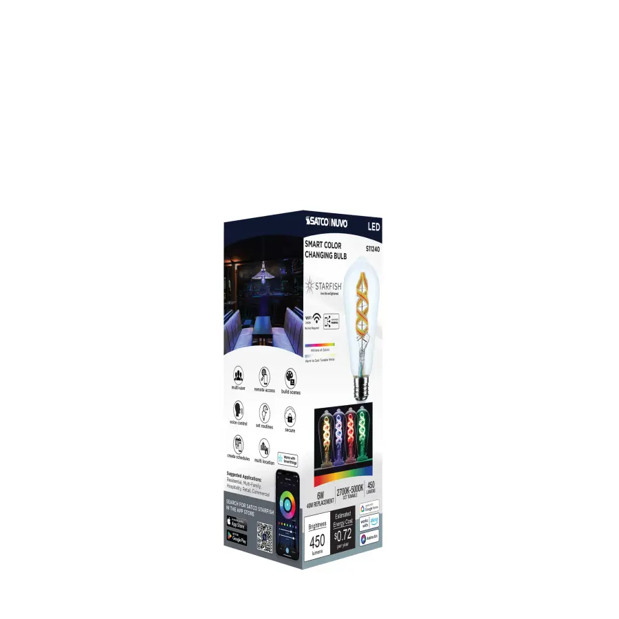 6 Watt - ST19 LED - 2700K-5000K RGB/Tunable White - Starfish IOT - Clear - Medium Base - 120 Volt - Image 10