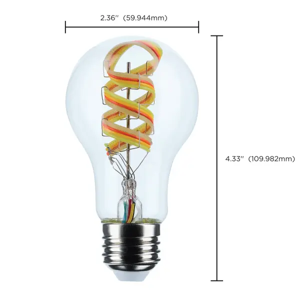 6 Watt - A19 LED - 2700K-5000K RGB/Tunable White - Starfish IOT - Clear - Medium Base - 120 Volt - Image 12