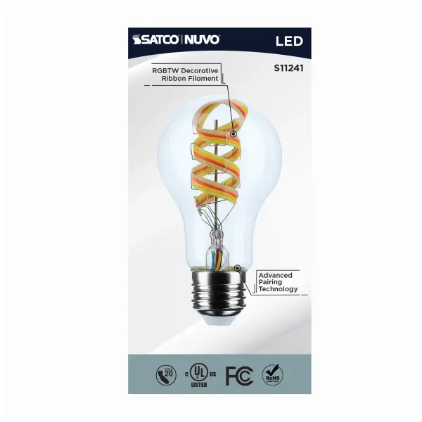 6 Watt - A19 LED - 2700K-5000K RGB/Tunable White - Starfish IOT - Clear - Medium Base - 120 Volt - Image 7