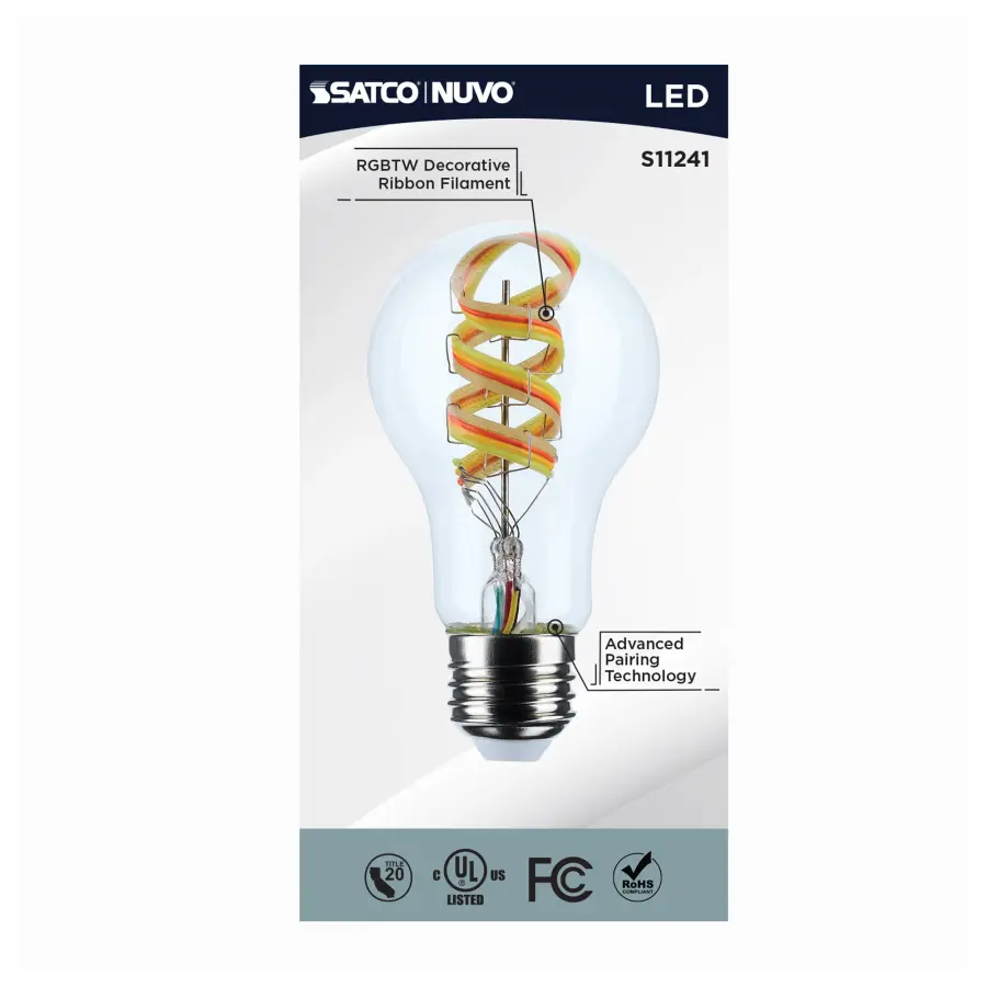 6 Watt - A19 LED - 2700K-5000K RGB/Tunable White - Starfish IOT - Clear - Medium Base - 120 Volt - Image 7