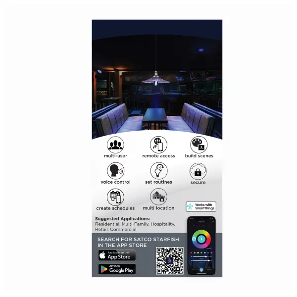 6 Watt - A19 LED - 2700K-5000K RGB/Tunable White - Starfish IOT - Clear - Medium Base - 120 Volt - Image 9