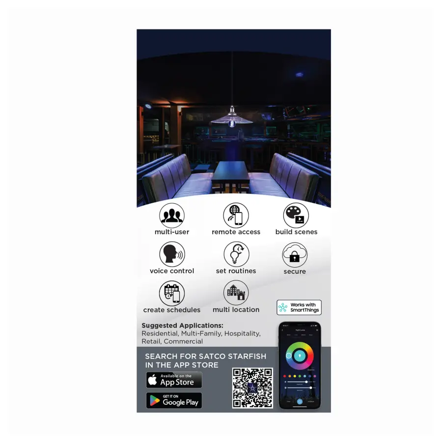 6 Watt - A19 LED - 2700K-5000K RGB/Tunable White - Starfish IOT - Clear - Medium Base - 120 Volt - Image 9