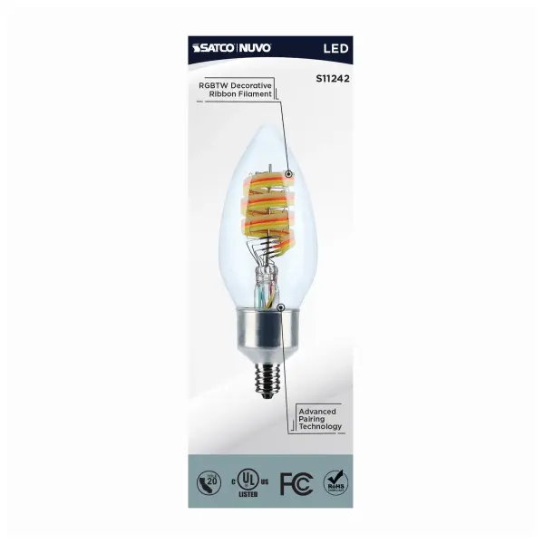 4 Watt - B11 LED - 2700K-5000K RGB/Tunable White - Starfish IOT - Clear - Candelabra Base - 120 Volt - Image 7