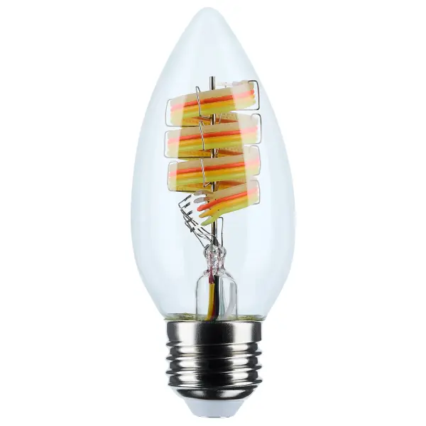 SATCO NUVO's STARFISH SMART technology color changing light bulbs feature an eye-catching RGBTW decorative ribbon filament that is beautifully showcased through the clear glass bulb. Available in A19, ST19, and B11 bulb types with both medium E26 and a candelabra E12 base, these bulbs offer flexibility for a range of fixtures. With tunable white options from a warm 2700K to a crisp 5000K and access to millions of vibrant RGB colors, they create the perfect ambiance for any space. Fully dimmable and controlled via the Starfish Smart app, users can easily customize lighting scenes and enjoy dynamic color effects. These bulbs seamlessly blend classic design with modern smart capabilities. Our elegant bulbs are also compatible with Siri, Alexa, Google Home, and SmartThings so they can be easily incorporated into your smart home.