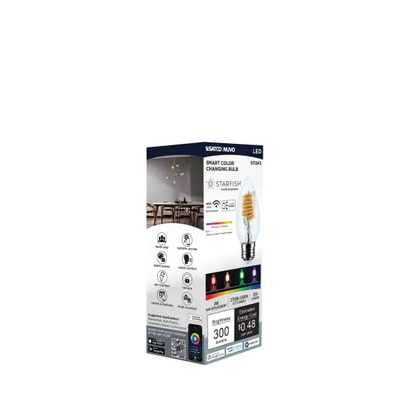 4 Watt - B11 LED - 2700K-5000K RGB/Tunable White - Starfish IOT - Clear - Medium Base - 120 Volt - Image 11