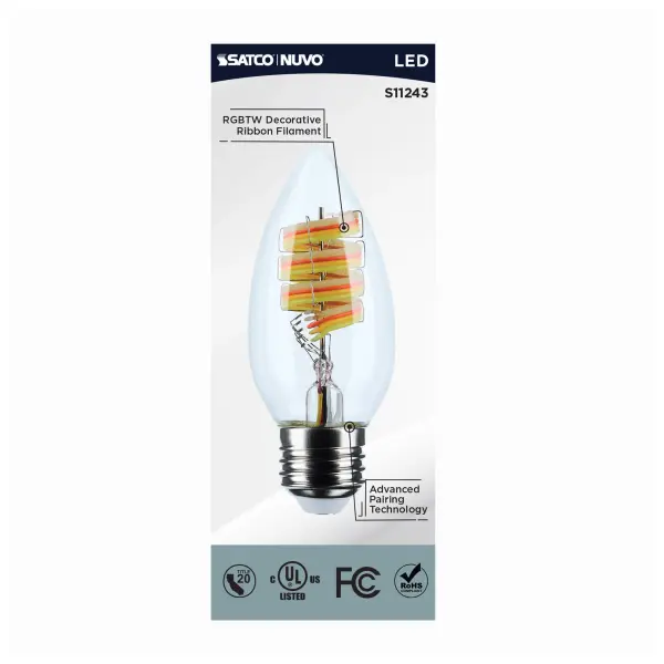 4 Watt - B11 LED - 2700K-5000K RGB/Tunable White - Starfish IOT - Clear - Medium Base - 120 Volt - Image 7