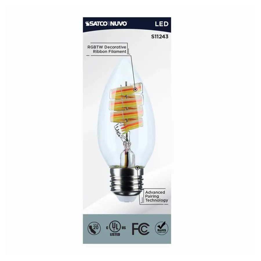 4 Watt - B11 LED - 2700K-5000K RGB/Tunable White - Starfish IOT - Clear - Medium Base - 120 Volt - Image 7