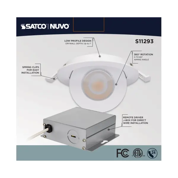 9 Watt - LED Gimbaled Downlight - 4 Inch - RGB & Tunable White - Round - Starfish IOT - White Finish - 650 Lumens - 120-277 Volt - Image 10
