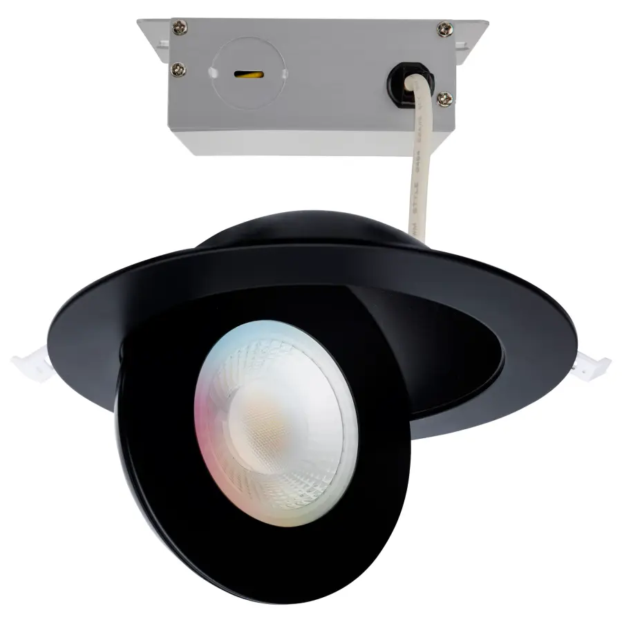 15 Watt - LED Gimbaled Downlight - 6 Inch - RGB & Tunable White - Round - Starfish IOT - Black Finish - 1200 Lumens - 120-277 Volt - Image 1
