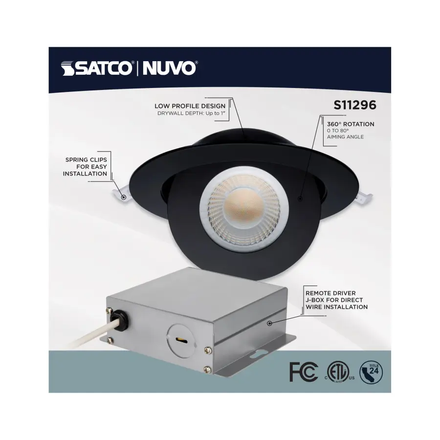 15 Watt - LED Gimbaled Downlight - 6 Inch - RGB & Tunable White - Round - Starfish IOT - Black Finish - 1200 Lumens - 120-277 Volt - Image 12