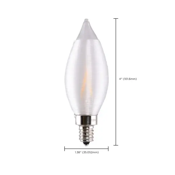 2 Watt CA11 LED Filament - Satin Spun Clear - Candelabra base - 2700K - 120 Volt - Image 13