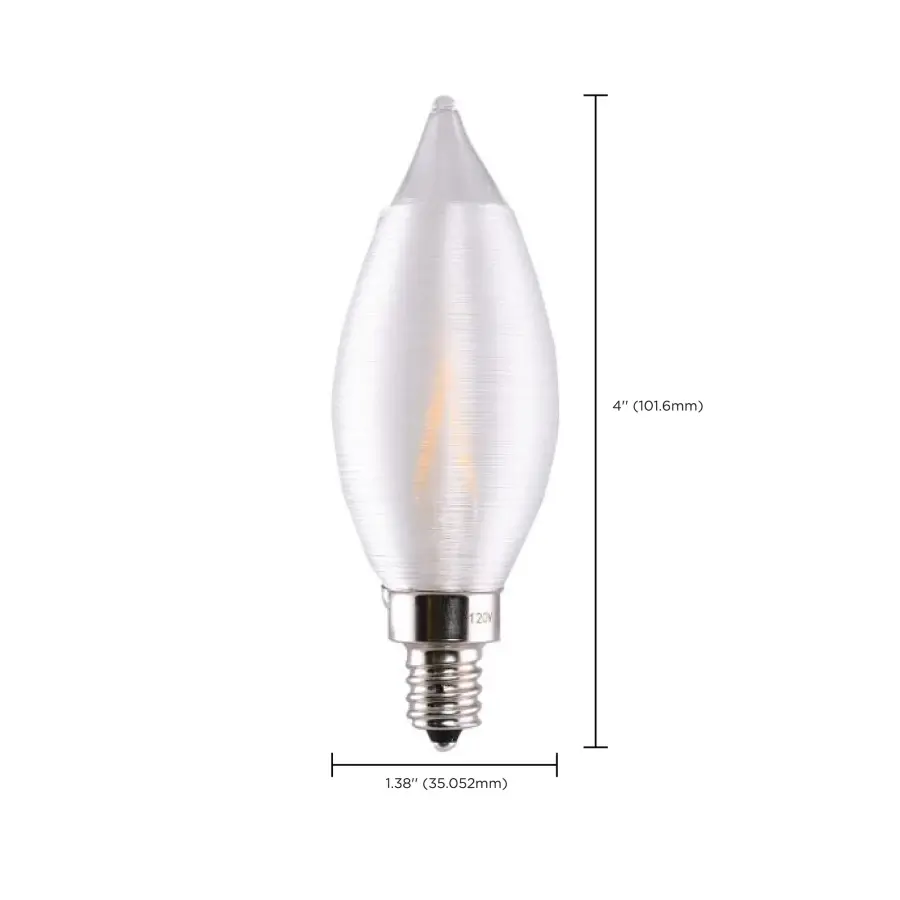 2 Watt CA11 LED Filament - Satin Spun Clear - Candelabra base - 2700K - 120 Volt - Image 13