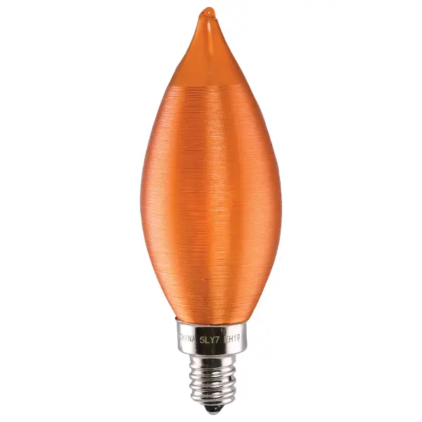 Satco's 2-watt LED bulb has a traditional look and feel. The Satin spun, amber glass bulb and candelabra base make for an elegant light source within the home. Dimmable, with a beam spread of 300 degrees, this lamp delivers 15,000 hours of warm illumination.