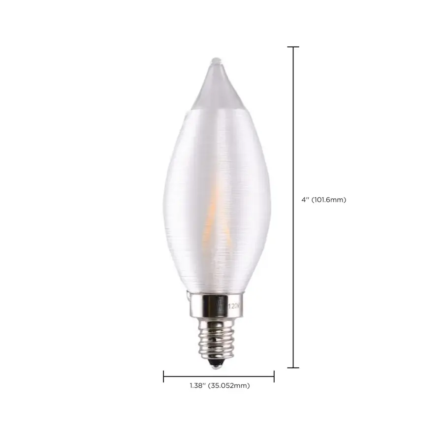 4 Watt CA11 LED Filament - Satin Spun Clear - Candelabra base - 2700K - 120 Volt - Image 12