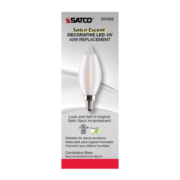 4 Watt CA11 LED Filament - Satin Spun Clear - Candelabra base - 2700K - 120 Volt - Image 6
