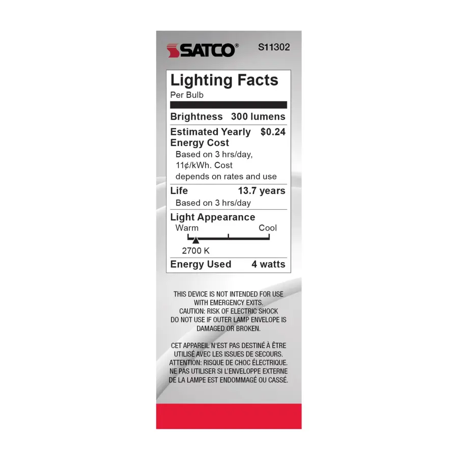 4 Watt CA11 LED Filament - Satin Spun Clear - Candelabra base - 2700K - 120 Volt - Image 7