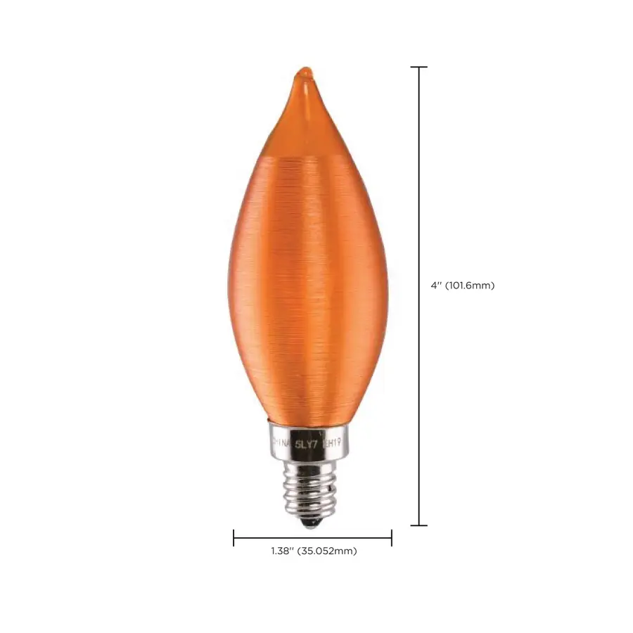 4 Watt CA11 LED Filament - Satin Spun Amber - Candelabra base - 2100K - 120 Volt - Image 13