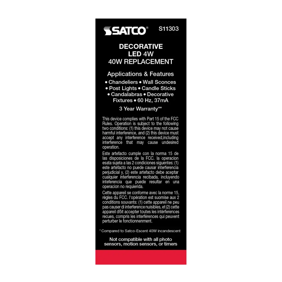 4 Watt CA11 LED Filament - Satin Spun Amber - Candelabra base - 2100K - 120 Volt - Image 8