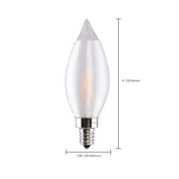 2 Watt CA11 LED Filament - Satin Spun Clear - Candelabra base - 2700K - 120 Volt - Carded - Image 7