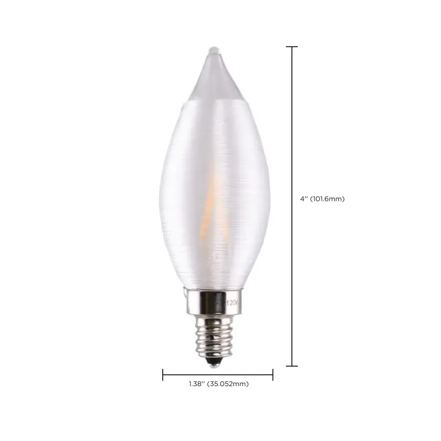 2 Watt CA11 LED Filament - Satin Spun Clear - Candelabra base - 2700K - 120 Volt - Carded - Image 7